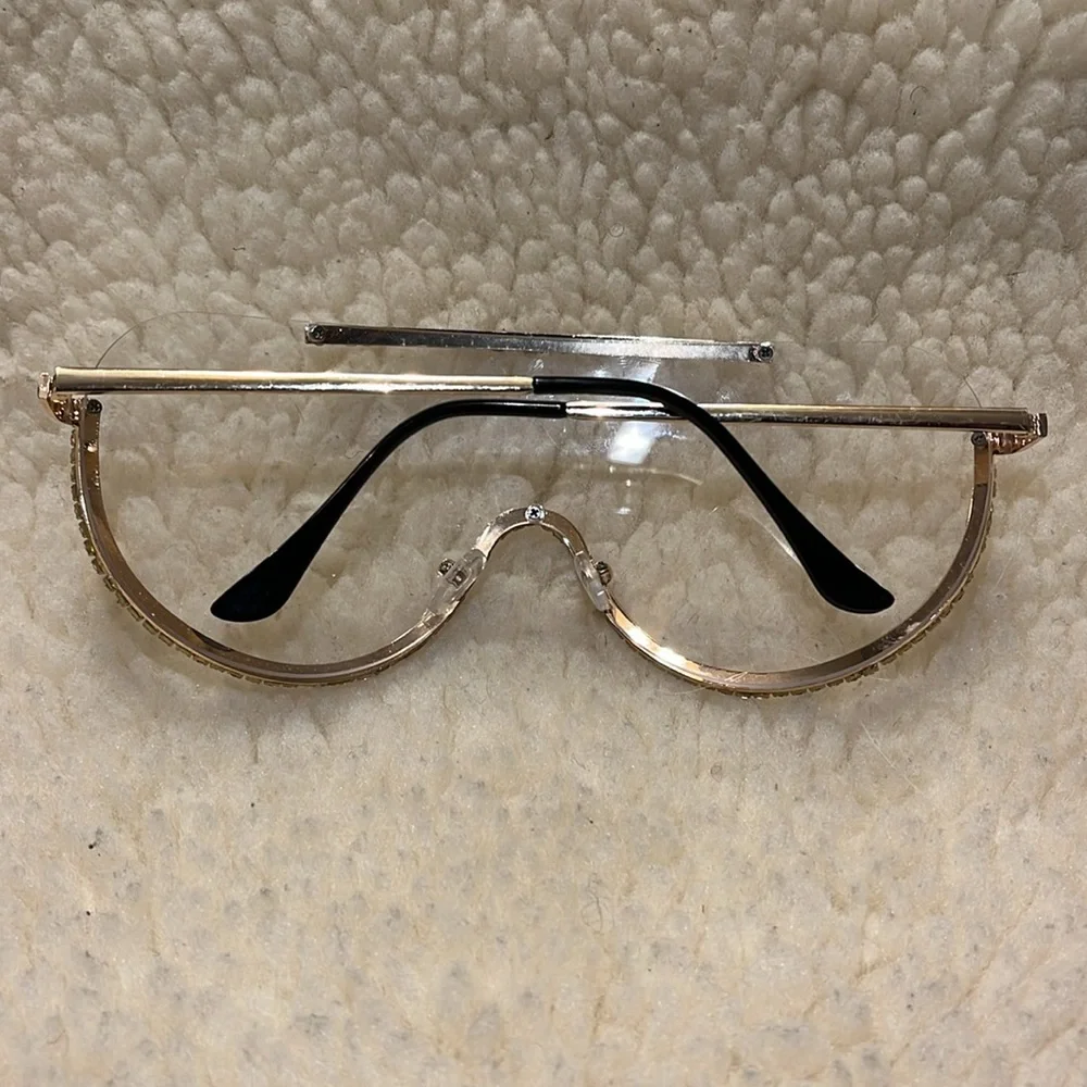 Crystal Embellished Gold and Black Sunglasses